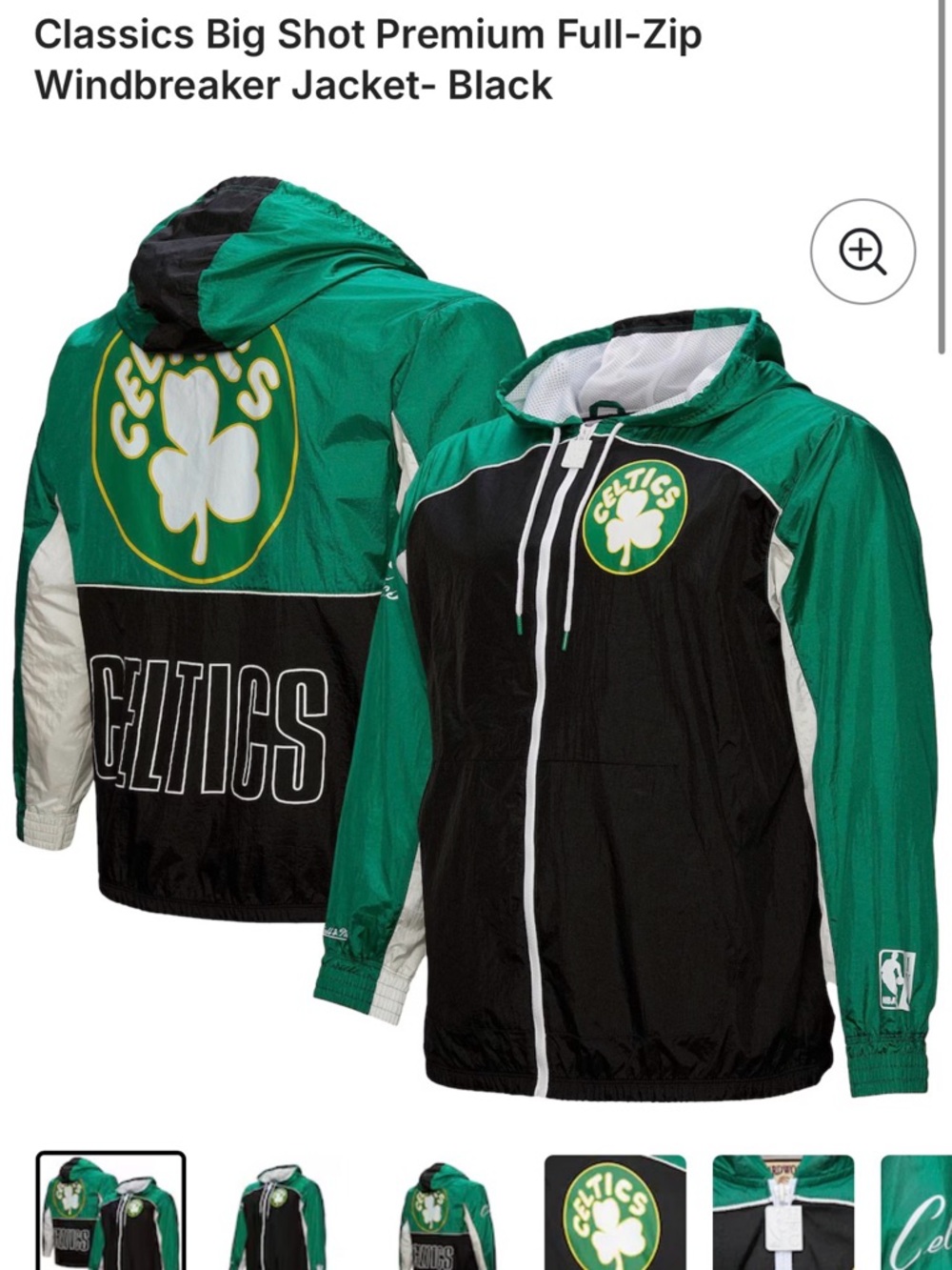NBA Celtics Men’s Hardwood Classics Windbreaker Jacket - Green/Black